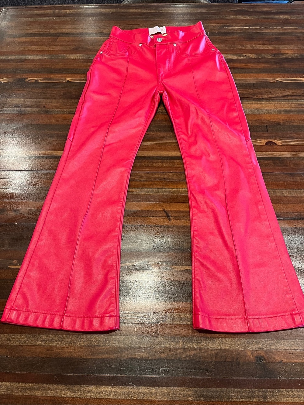 REVICE Hot Red Faux-Leather Flare Jeans size 27